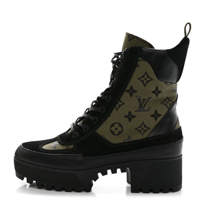 Louis Vuitton Suede Monogram Laureate Platform Desert Boots 40 Kaki Black 1 of 8