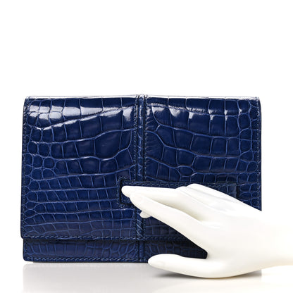 Valentino Garavani Alligator Flap Clutch Blue 2 of 11