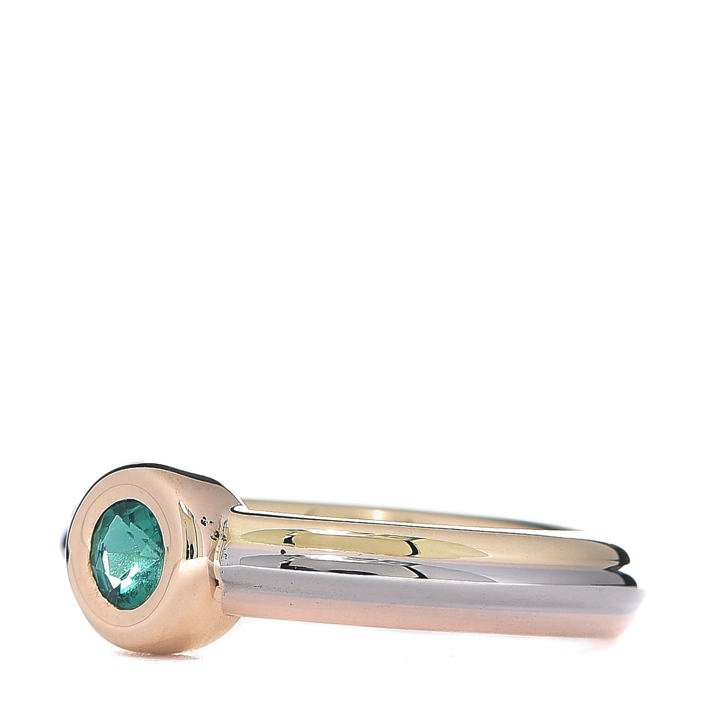 18K Pink Yellow White Gold Emerald Ring 48 4.5