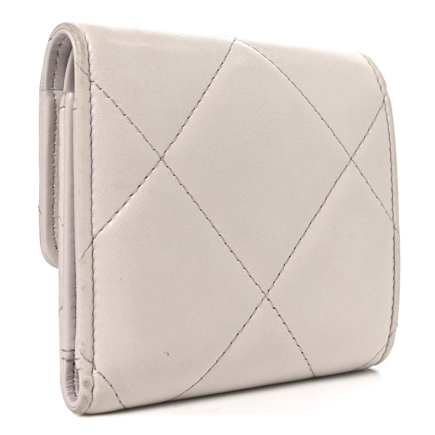 Chanel Goatskin Quilted Chanel 19 Small Flap Wallet Light Purple 3 of 10