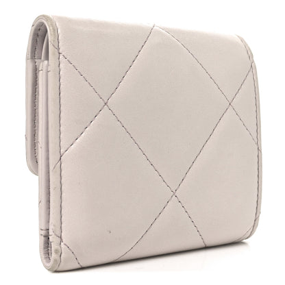 Chanel Goatskin Quilted Chanel 19 Small Flap Wallet Light Purple 3 of 10