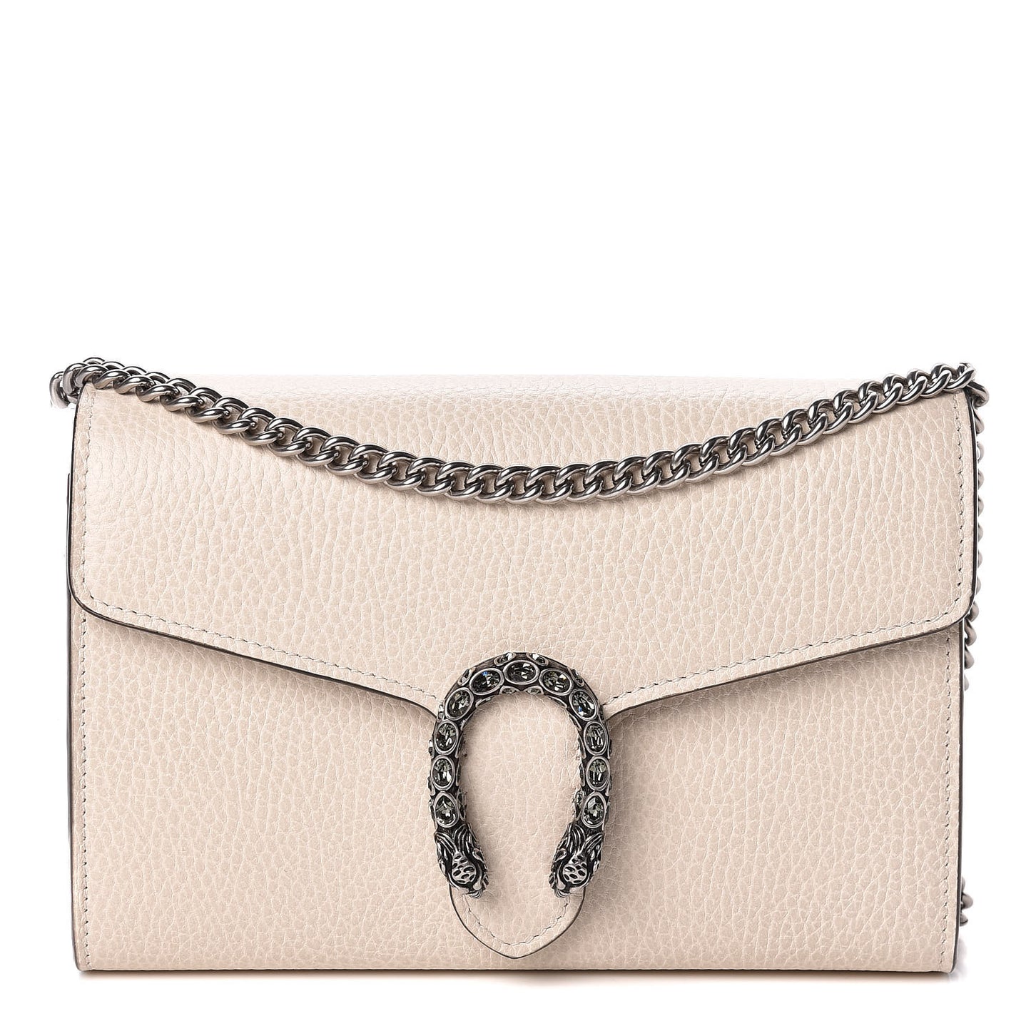 Dollar Calfskin Mini Dionysus Chain Wallet Mystic White