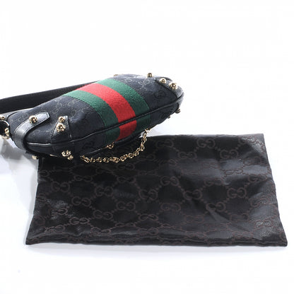 Gucci Monogram Small Horsebit Web Handbag Black 5 of 8