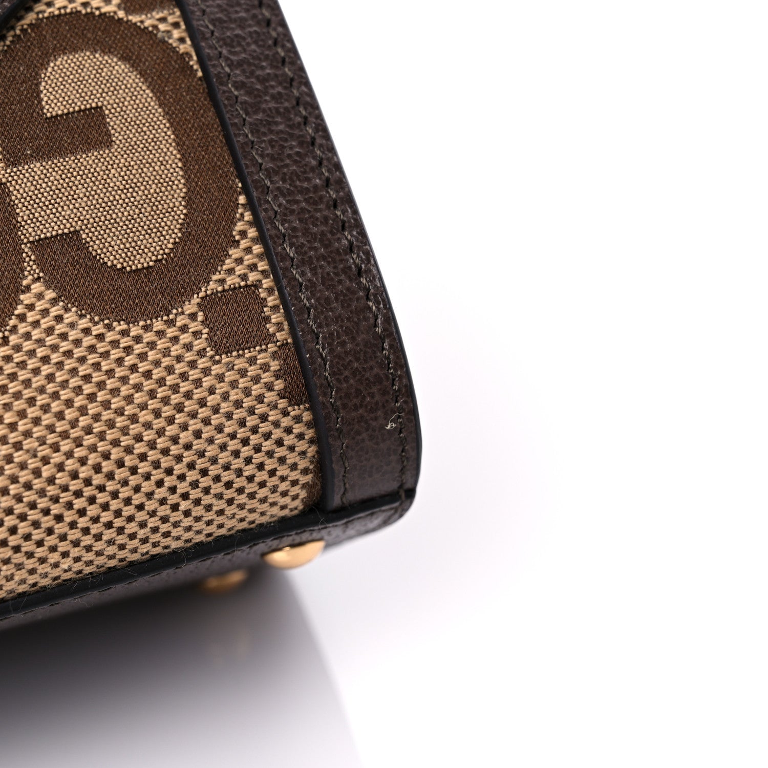 Gucci Monogram Jumbo GG Textured Dollar Calfskin Mini Diana Tote Bag Camel Ebony New Acero 10 of 11