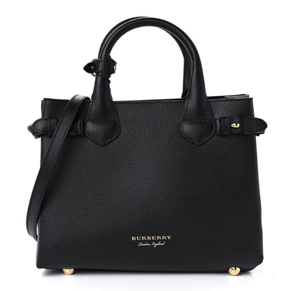Burberry Grainy Calfskin House Check Small Banner Tote Black 1 of 9