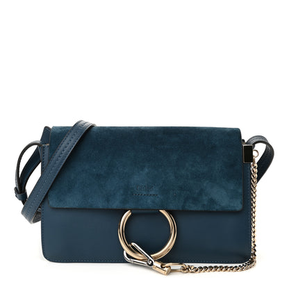 Chloe Suede Calfskin Small Faye Shoulder Bag Majolica Blue 1 of 9