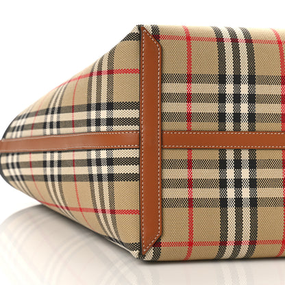 Burberry Cotton Vintage Check Medium London Tote Bag Briar Brown Black 8 of 9