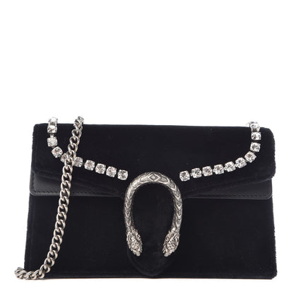 Gucci Velvet Crystal Super Mini Dionysus Shoulder Bag Black 1 of 7