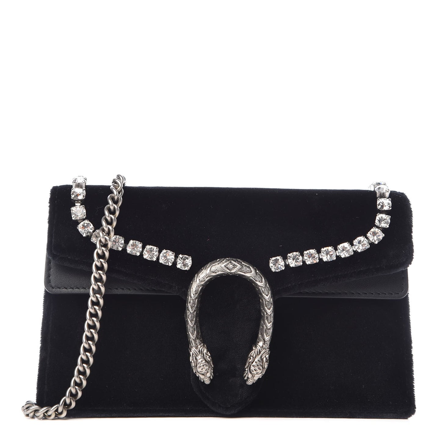 Velvet Crystal Super Mini Dionysus Shoulder Bag Black
