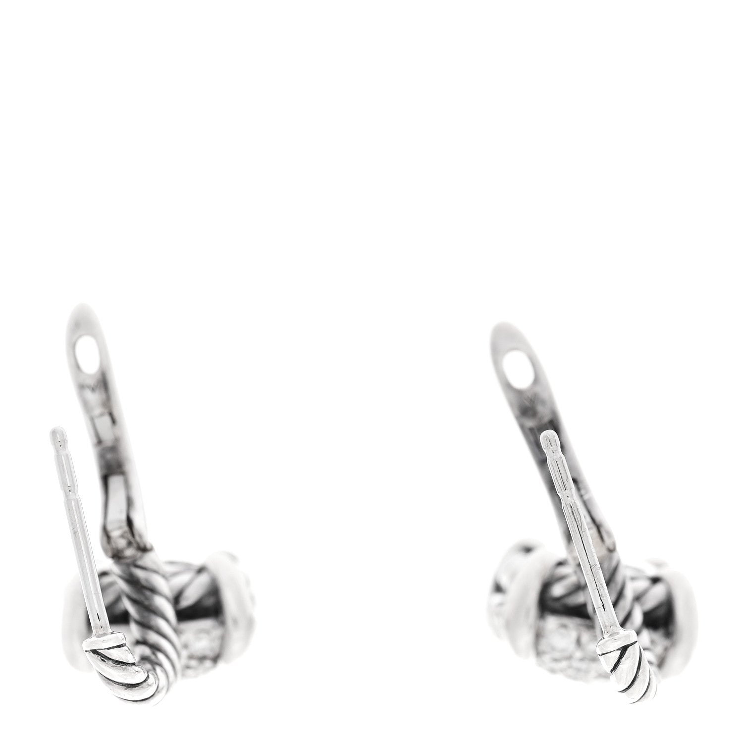 David Yurman Sterling Silver Diamond 10mm Chatelaine Drop Earrings 3 of 4