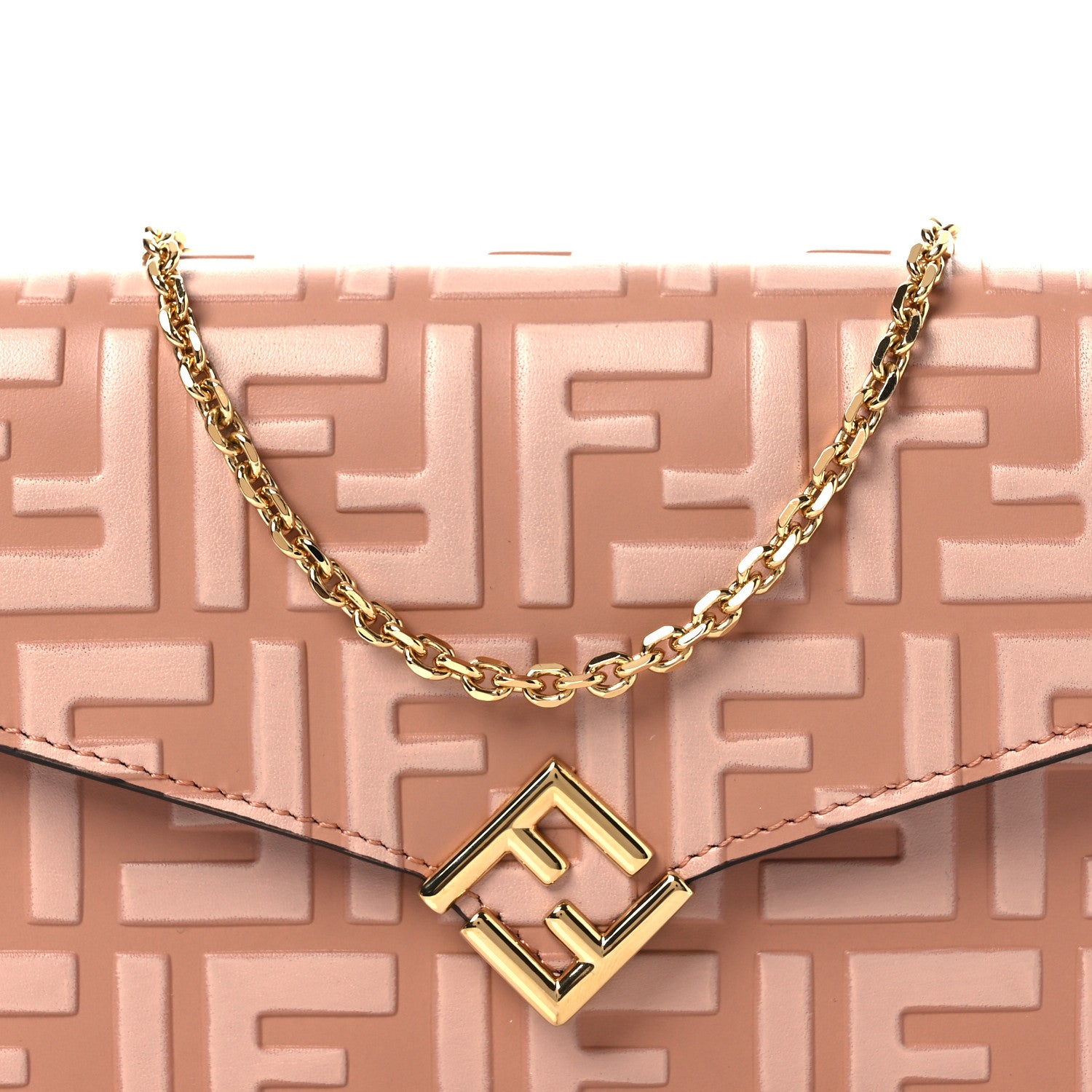 Fendi Calfskin FF Diamonds Wallet On Chain Pink 7 of 10