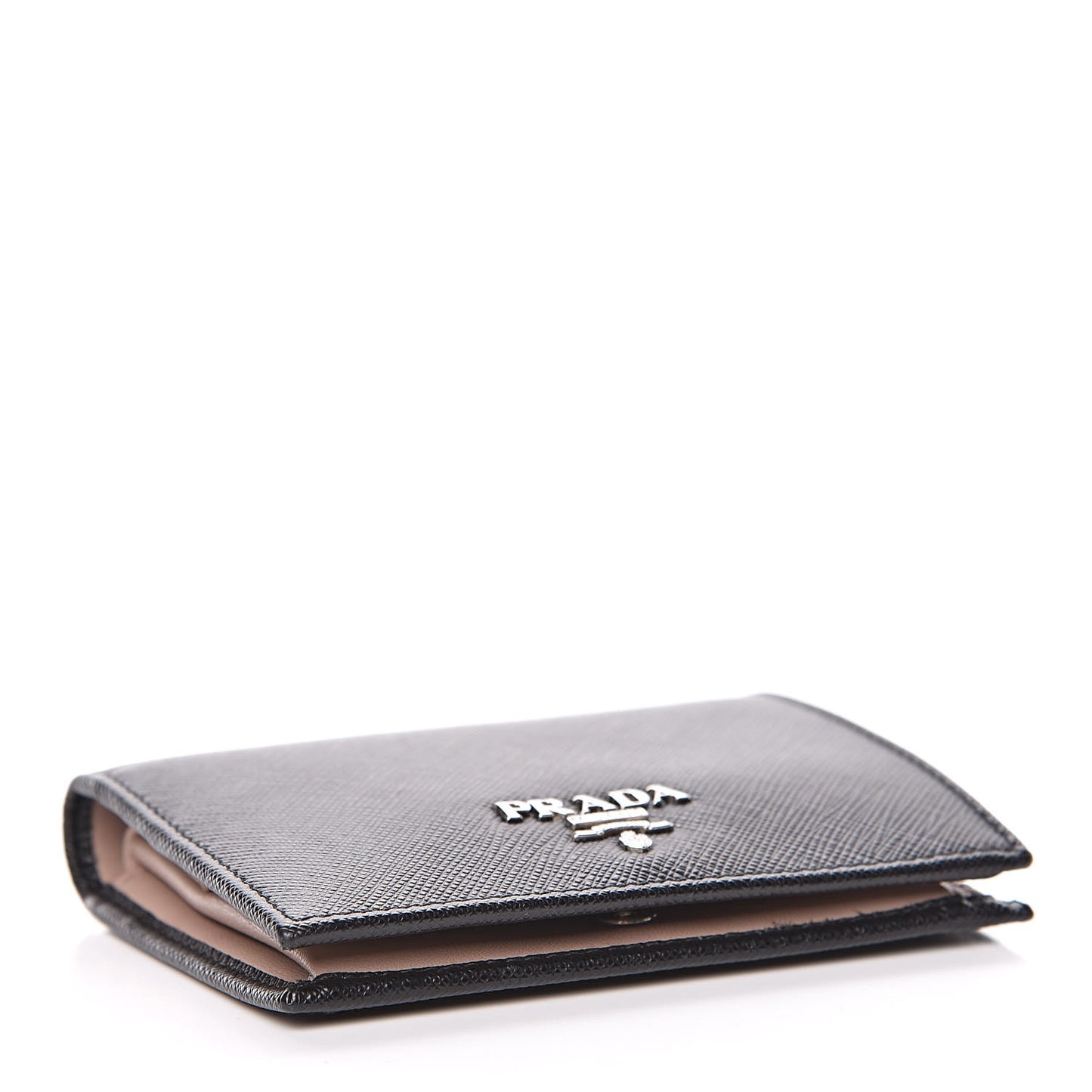 Saffiano Bi-Fold Compact Wallet Black Mughetto