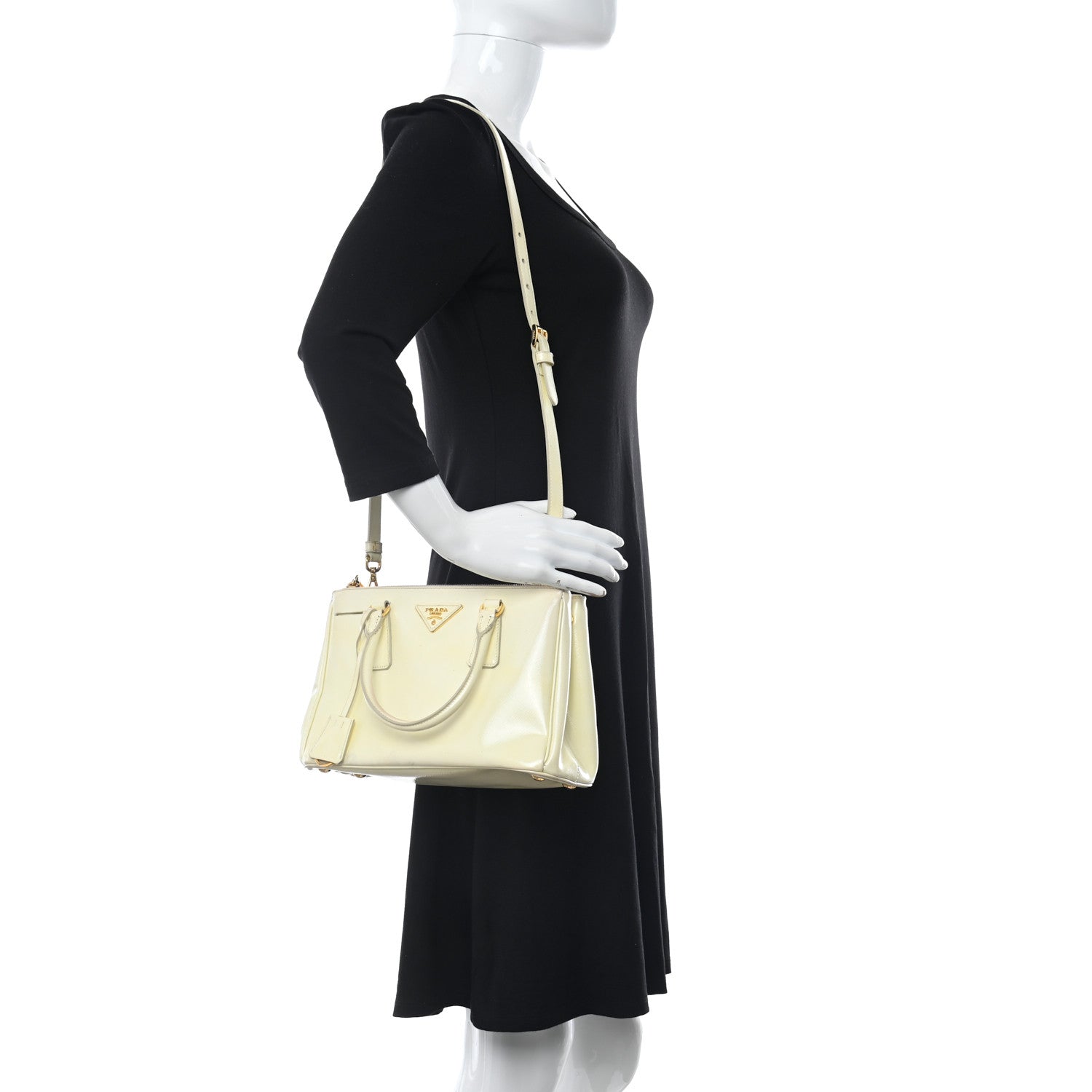 Prada Saffiano Vernice Mini Galleria Double Zip Tote Bianco 2 of 17