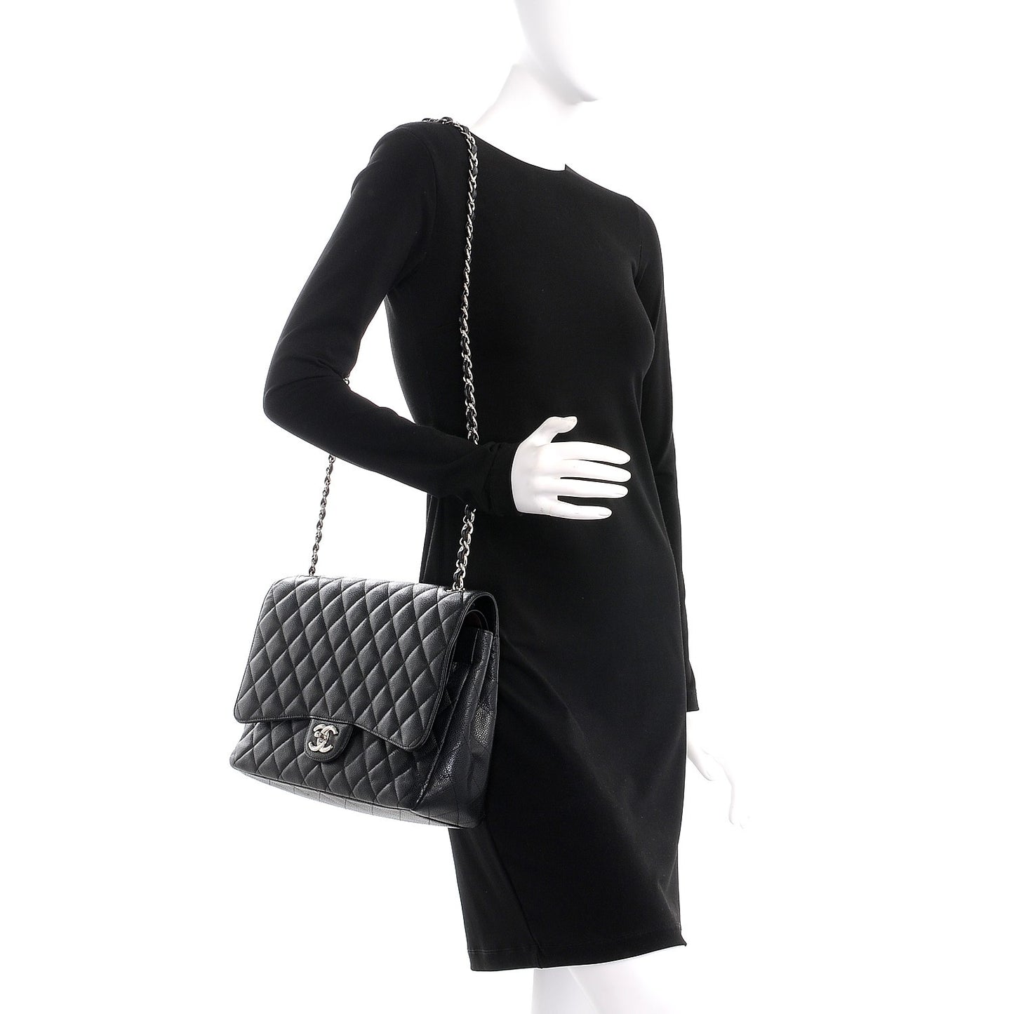 Caviar Quilted Maxi Double Flap Black