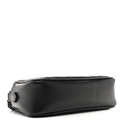 Gucci Calfskin Matelasse Monochrome Small GG Marmont Chain Shoulder Bag Black 4 of 16