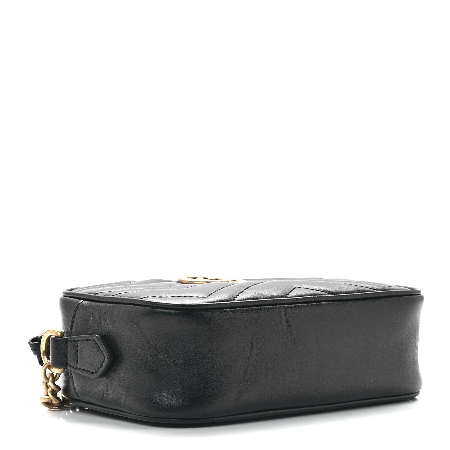 Gucci Calfskin Matelasse Mini GG Marmont Chain Shoulder Bag Black 4 of 12