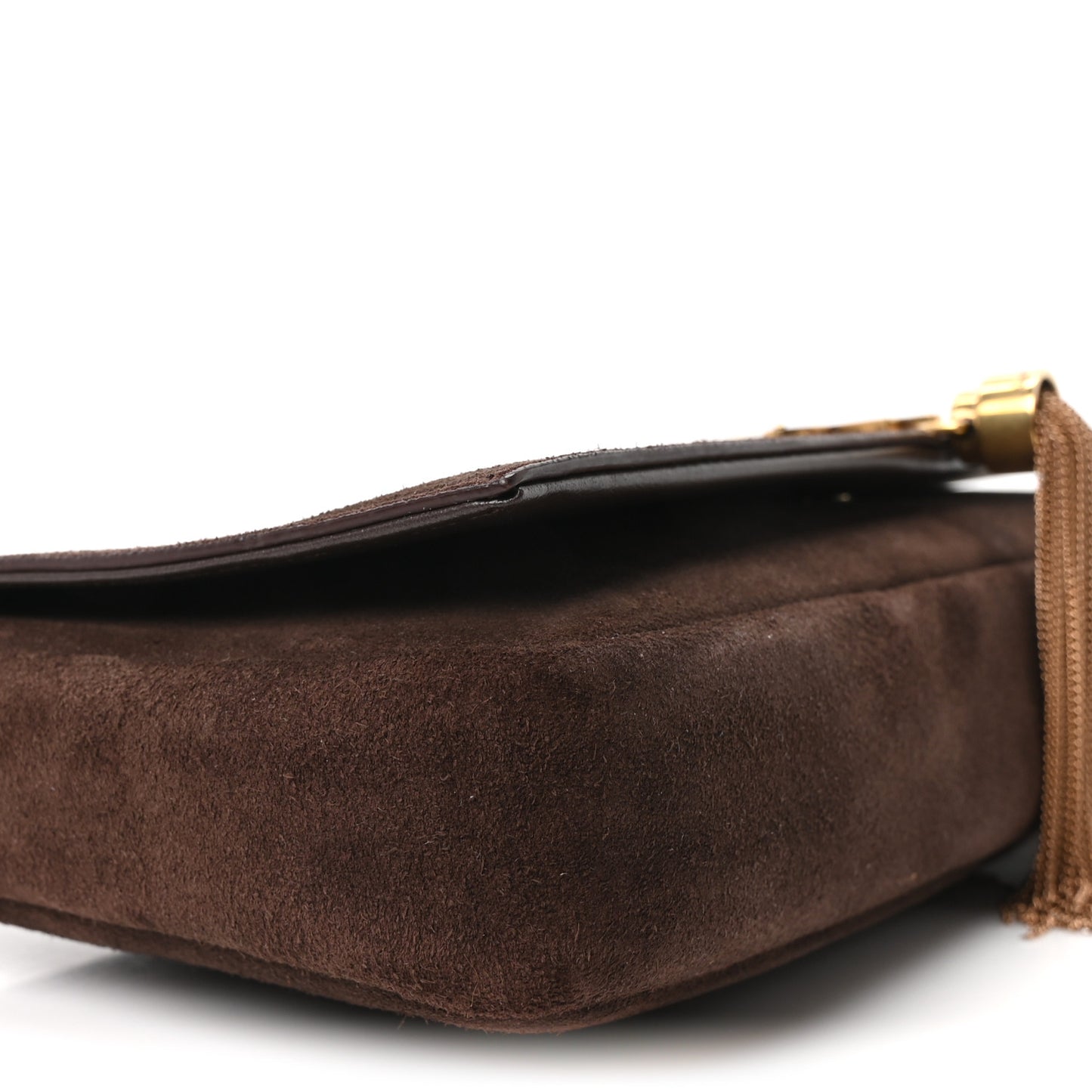 Suede Monogram Tassel Kate 99 Baguette Bag Light Ocre
