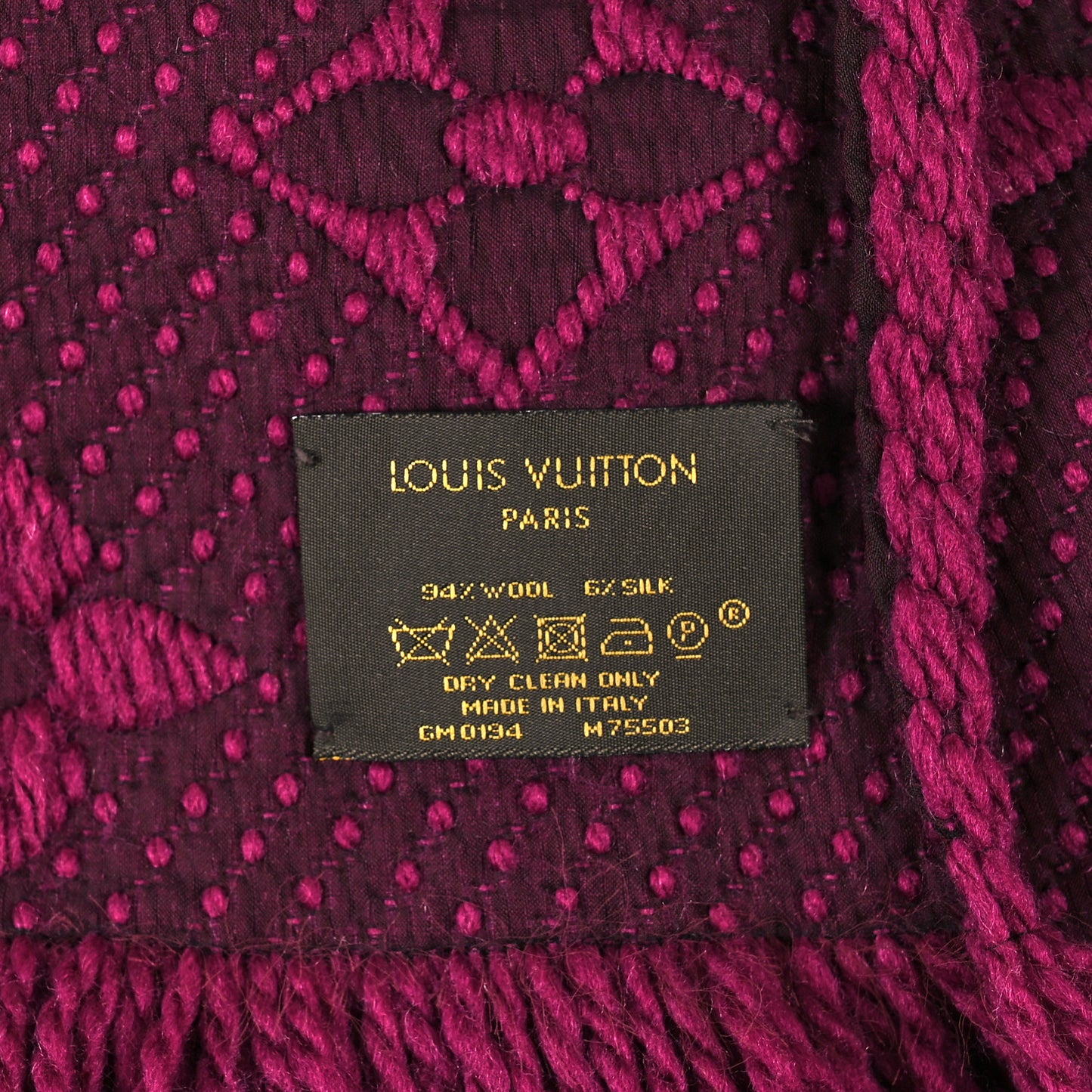 Wool Silk Logomania Scarf Cherry