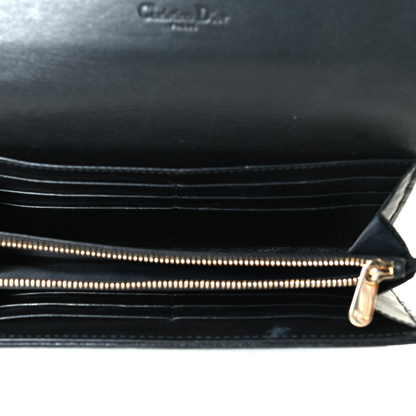 Lambskin Cannage Lady Dior Charm Wallet Black
