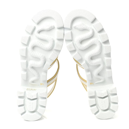 Gucci Nappa Platform Lug Sole Sandals 38.5 White Butter 5 of 9