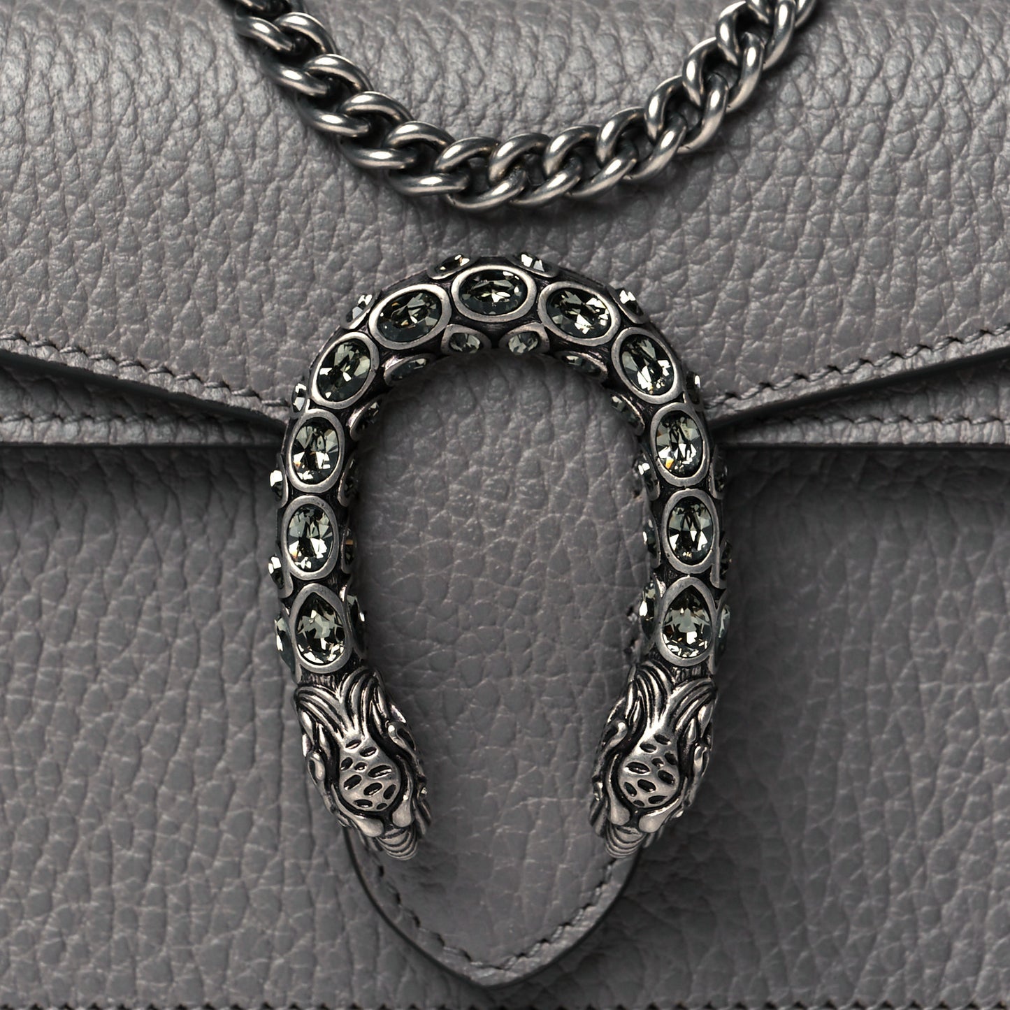 Dollar Calfskin Crystal Super Mini Dionysus Shoulder Bag Dusty Grey Black Diamond