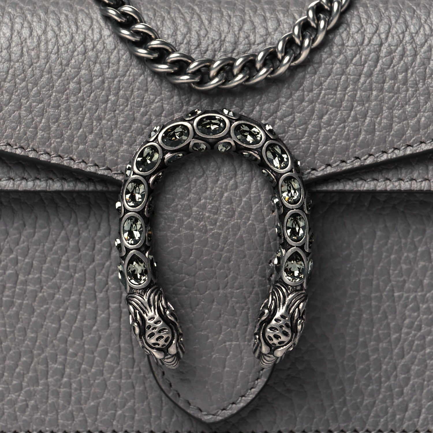 Gucci Dollar Calfskin Crystal Super Mini Dionysus Shoulder Bag Dusty Grey Black Diamond 7 of 10