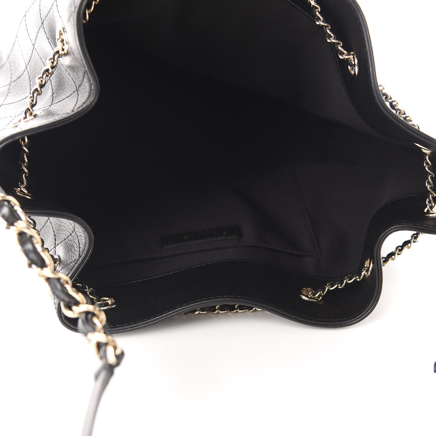 Calfskin Stitched Drawstring Bag Black