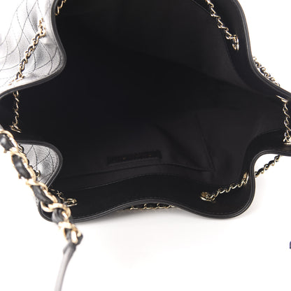 Chanel Calfskin Stitched Drawstring Bag Black 5 of 13
