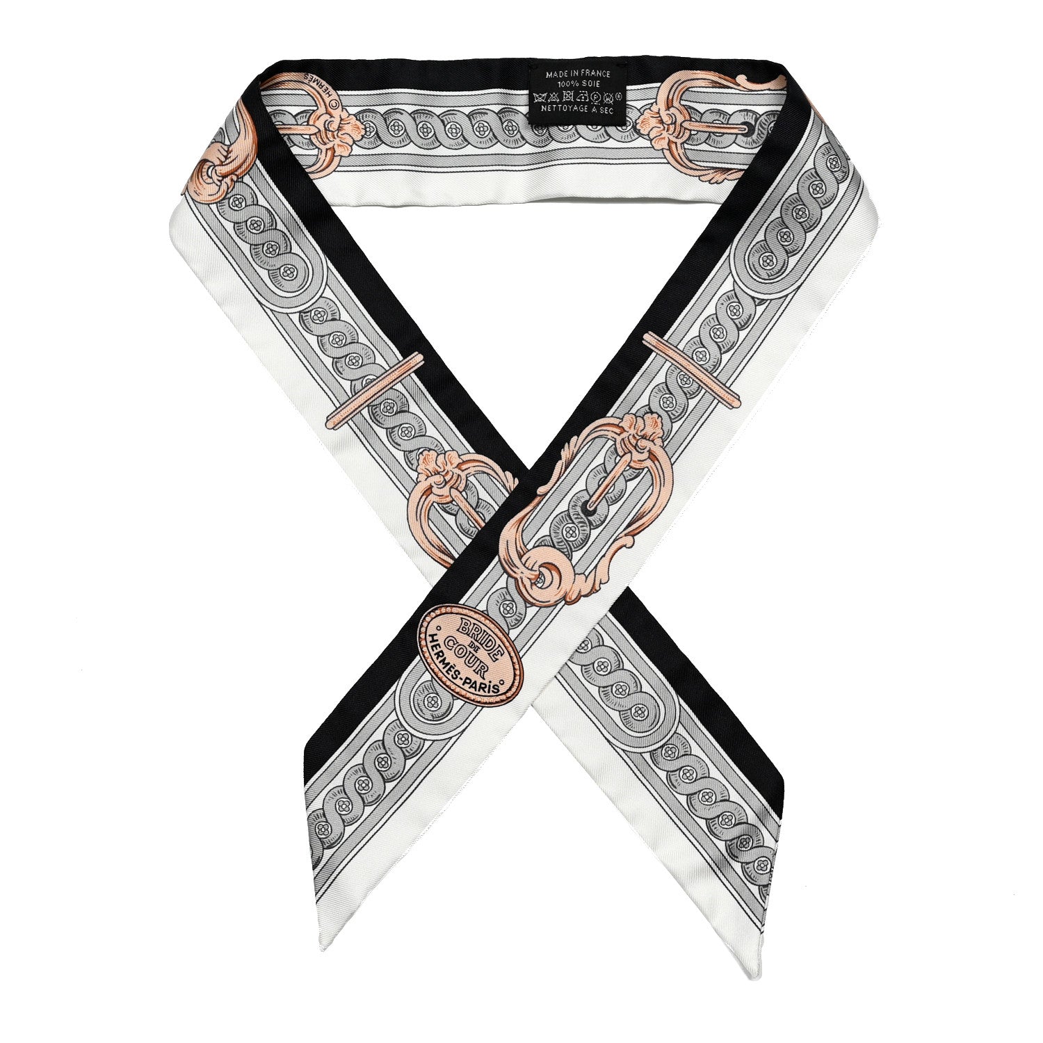 Hermes Silk Bride De Cour Twilly Black White Or Rose 1 of 5