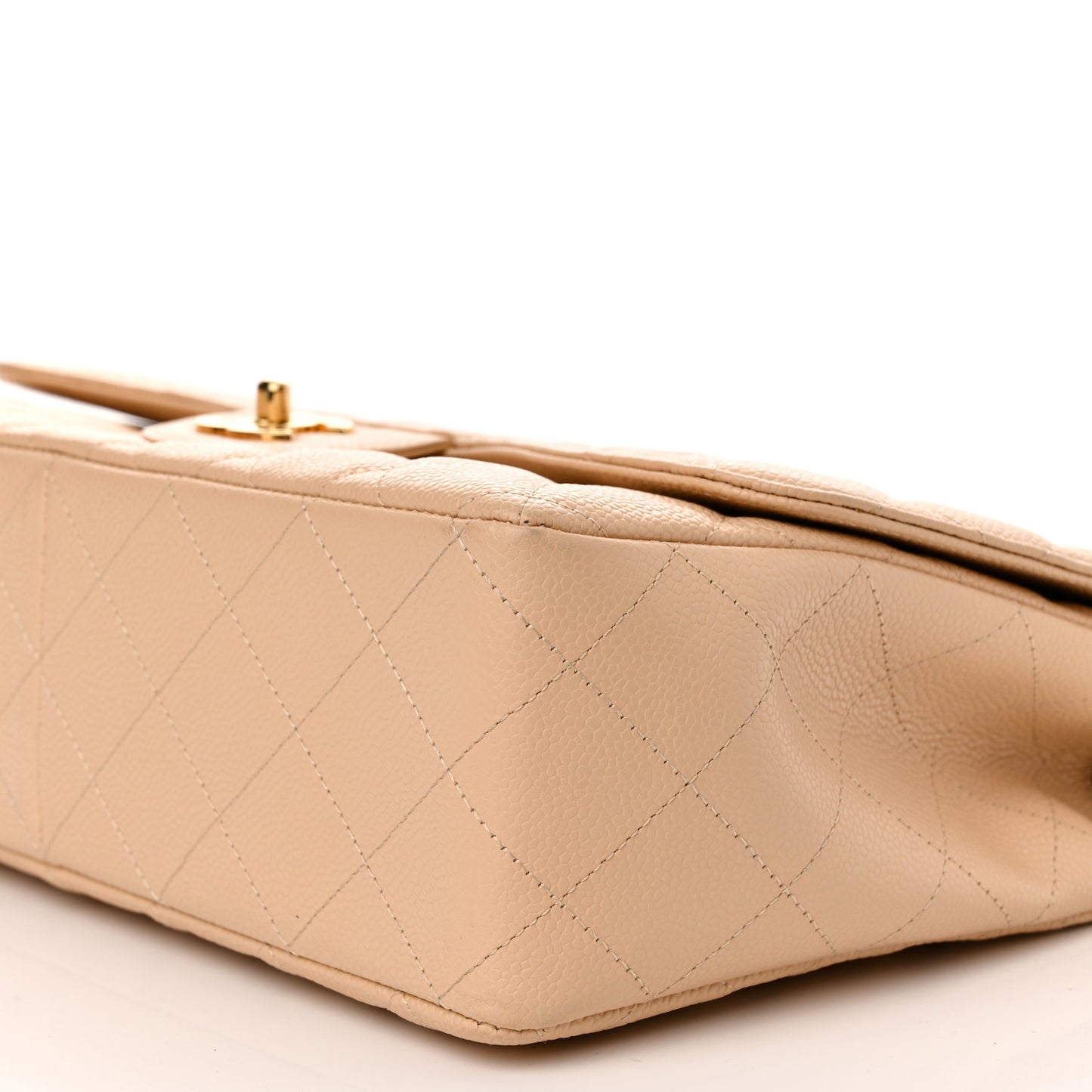 Caviar Quilted Jumbo Single Flap Beige Clair