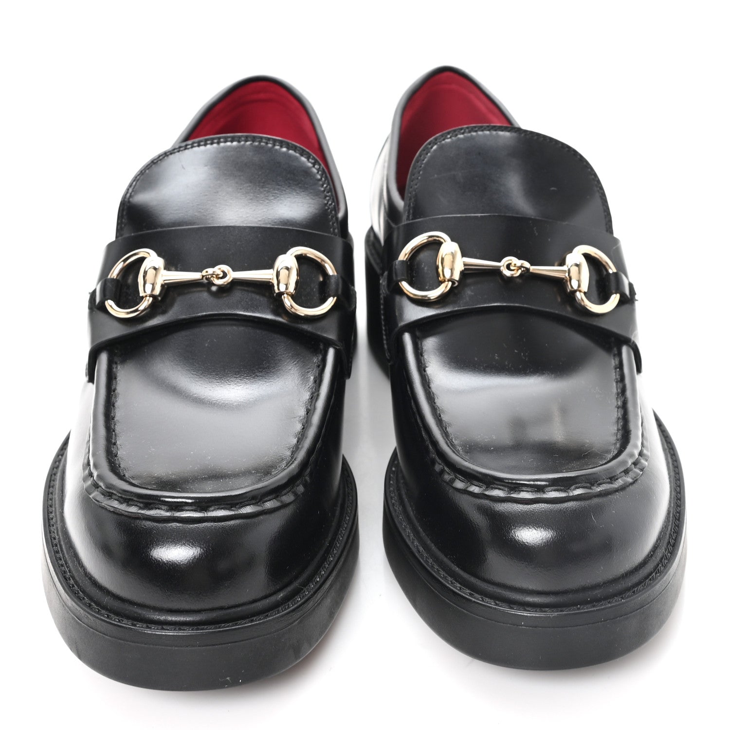 Gucci Cordovan Lux Horsebit Womens Lug Sole Loafers 39.5 Black 3 of 10
