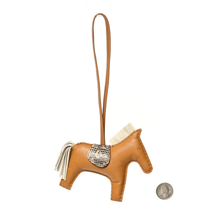 Hermes Milo Lambskin Lizard Touch Grigri Rodeo Horse Bag Charm GM Sesame Craie Desert 2 of 4