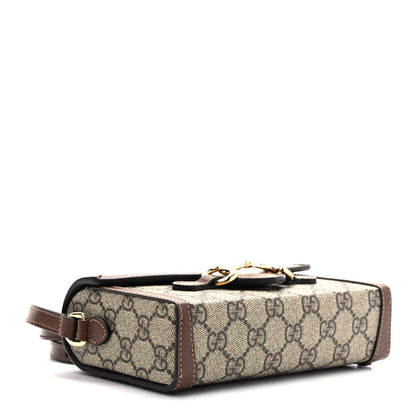 Gucci GG Supreme Monogram Mini Horsebit 1955 Shoulder Bag Beige Brown Sugar 4 of 9