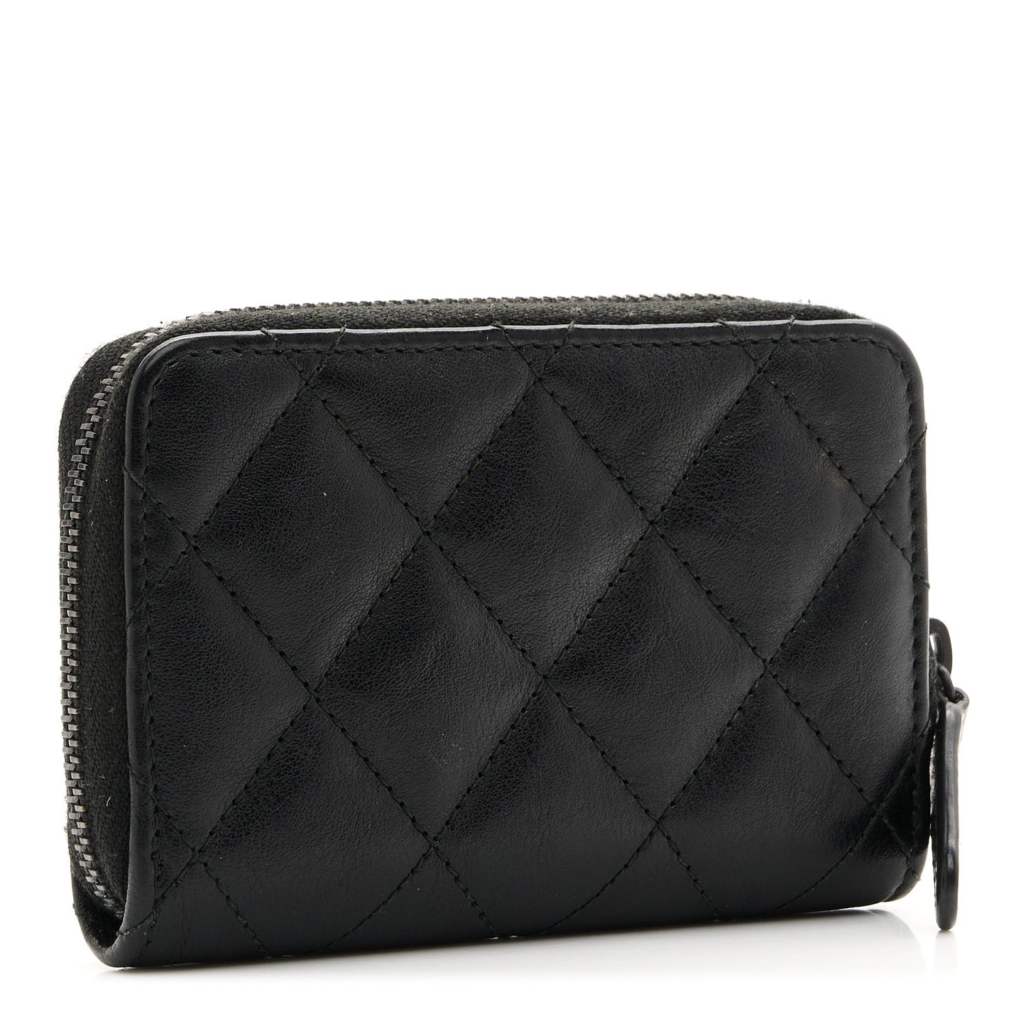 Lambskin Quilted Zip Coin Purse So Black