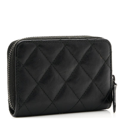 Chanel Lambskin Quilted Zip Coin Purse So Black 3 of 8