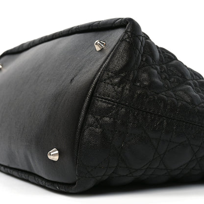 Christian Dior Coated Canvas Cannage Small Panarea Tote Black 10 of 12