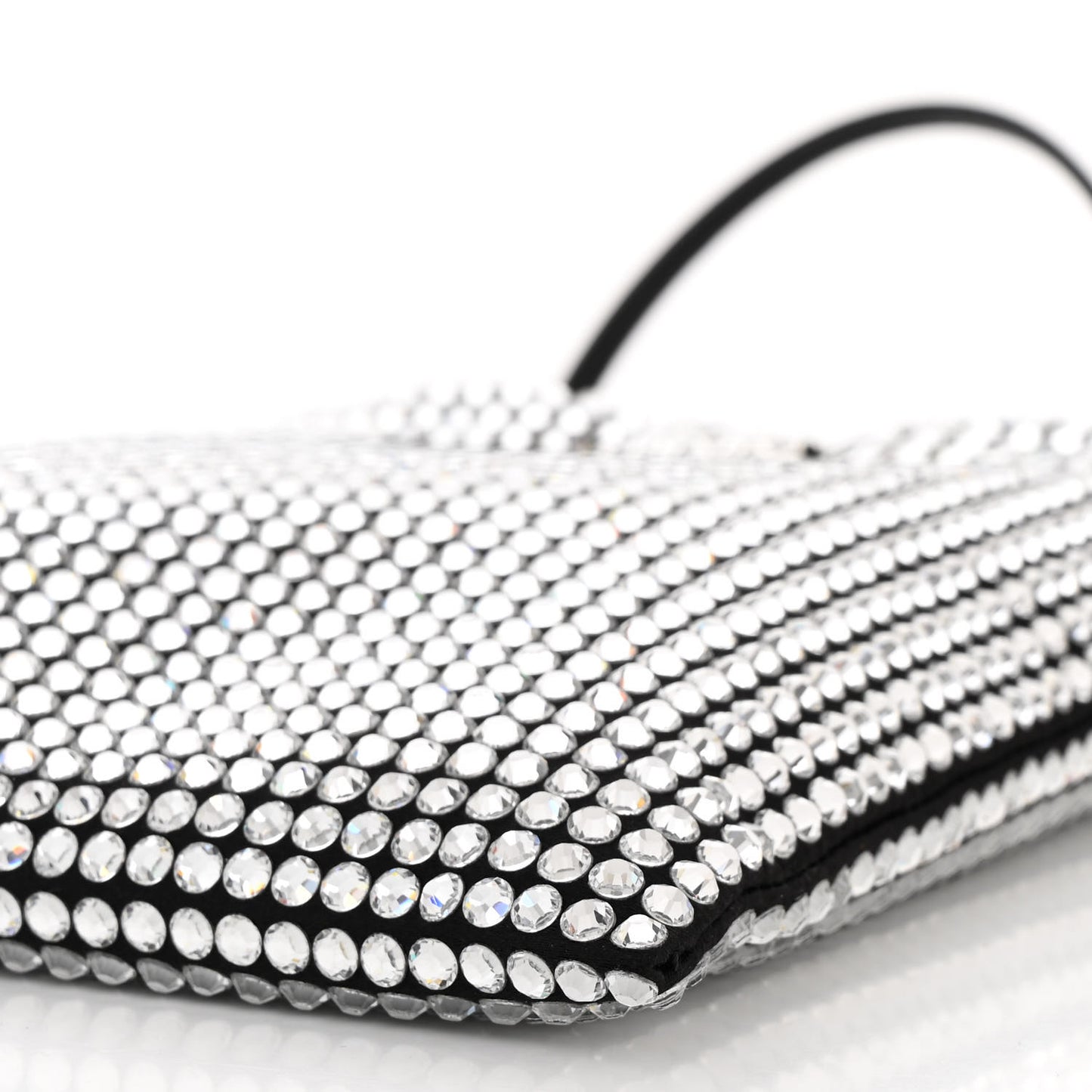 Satin Crystal Metal Triangle Logo Chain Crossbody Handbag Cristal