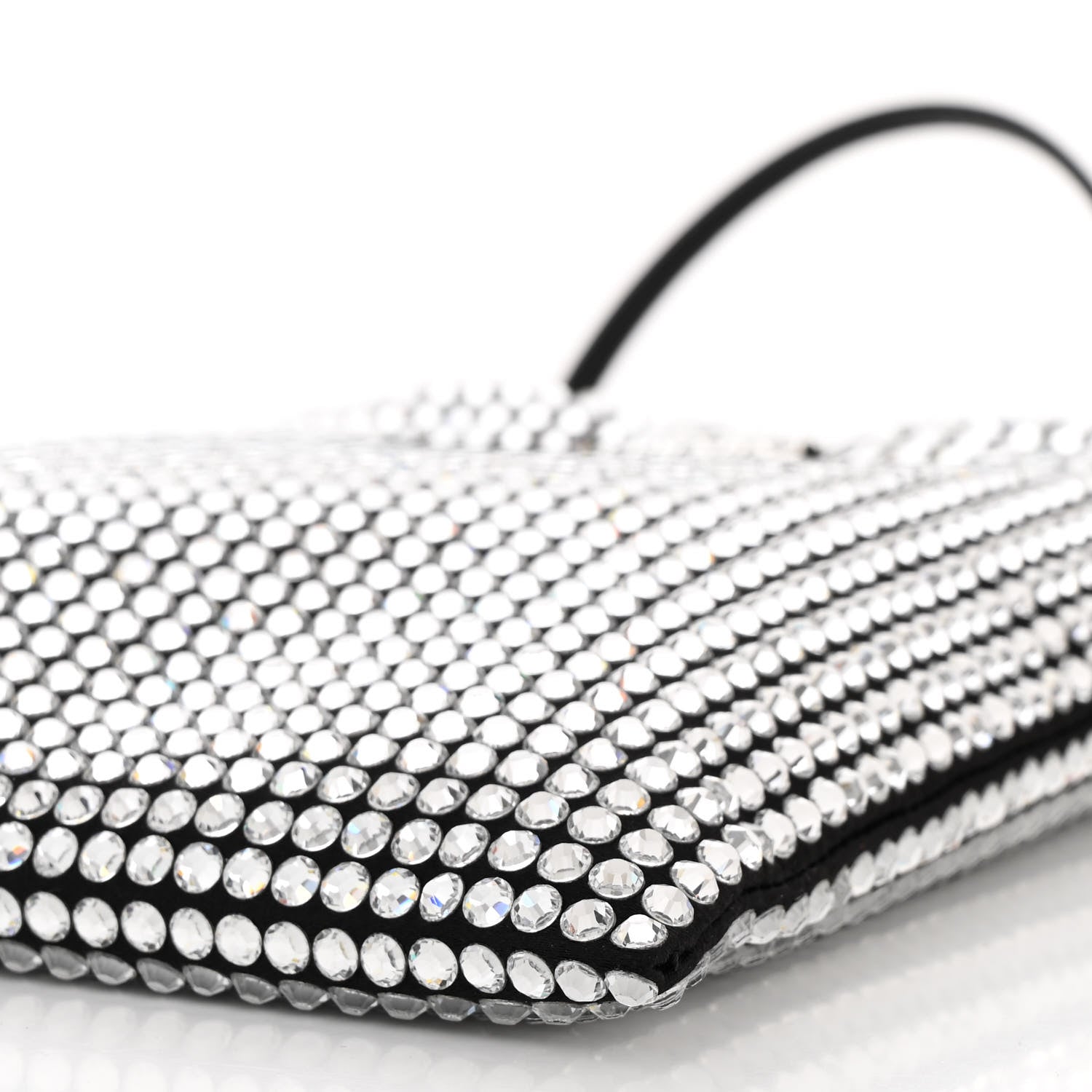 Prada Satin Crystal Metal Triangle Logo Chain Crossbody Handbag Cristal 10 of 10