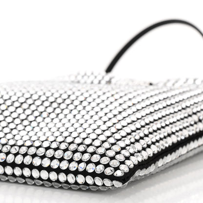 Prada Satin Crystal Metal Triangle Logo Chain Crossbody Handbag Cristal 10 of 10