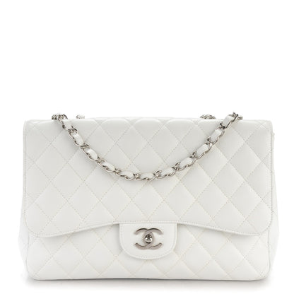 Chanel Caviar Quilted Jumbo Single Flap White 1 of 7
