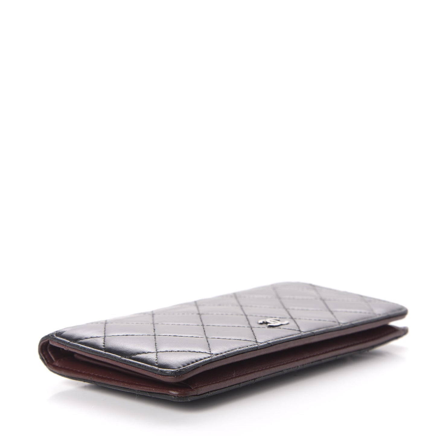 Lambskin Quilted Yen Wallet Black