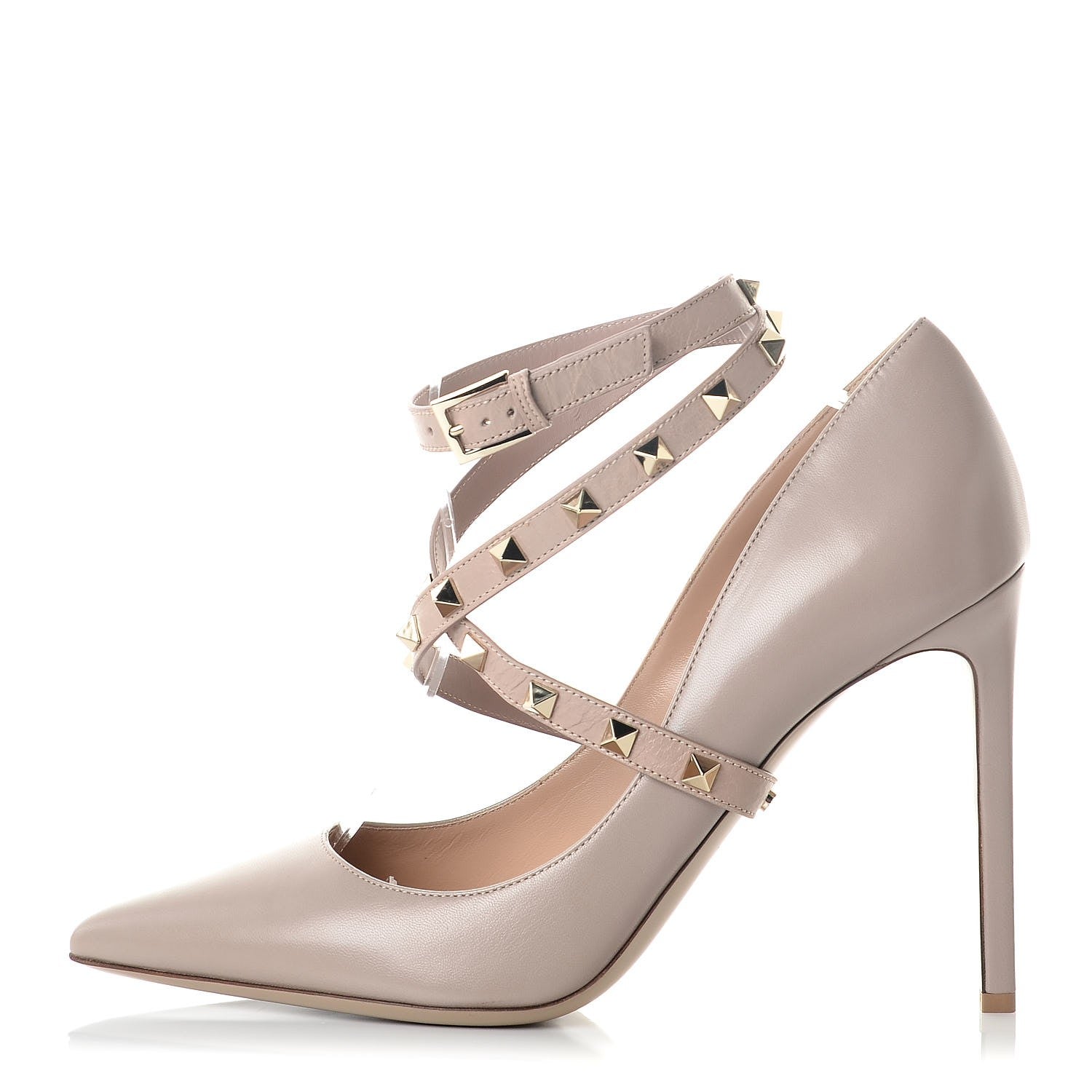 Valentino Garavani Nappa Rockstud Studwrap Strap 105mm Pumps 41 Poudre 1 of 9
