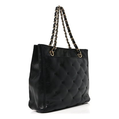 Chanel Lambskin Cross Stitch Shopper Tote Black 3 of 10