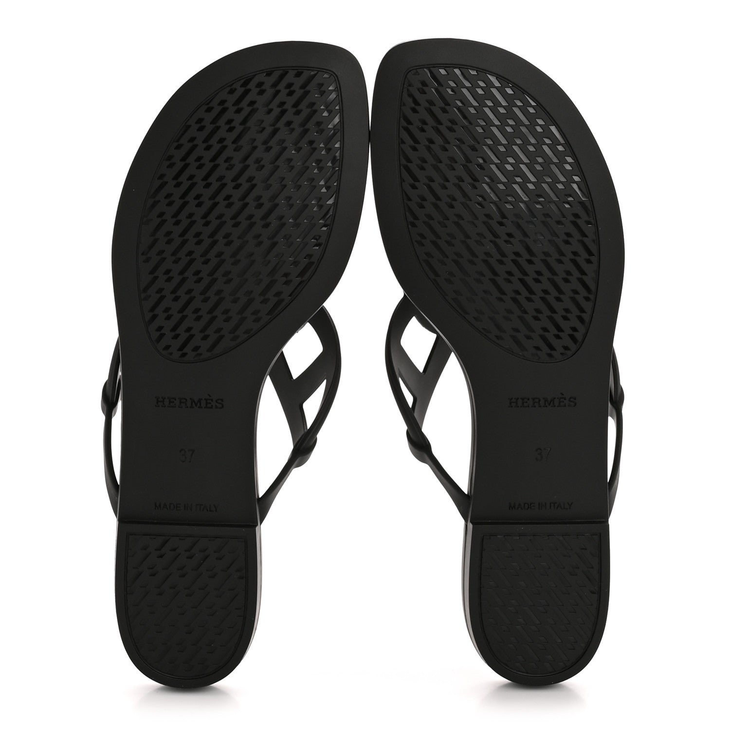 Hermes Rubber Womens Egerie Sandals 37 Black 6 of 10
