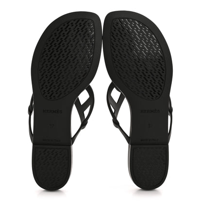 Hermes Rubber Womens Egerie Sandals 37 Black 6 of 10