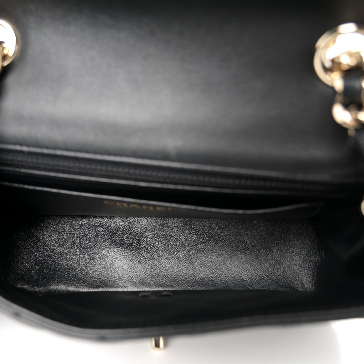 Lambskin Quilted Mini Coco Charms Rectangular Flap Black