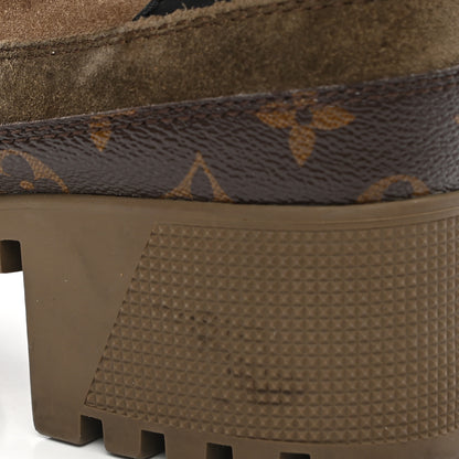 Louis Vuitton Suede Calfskin Monogram Laureate Platform Desert Boots 38 Taupe 14 of 15