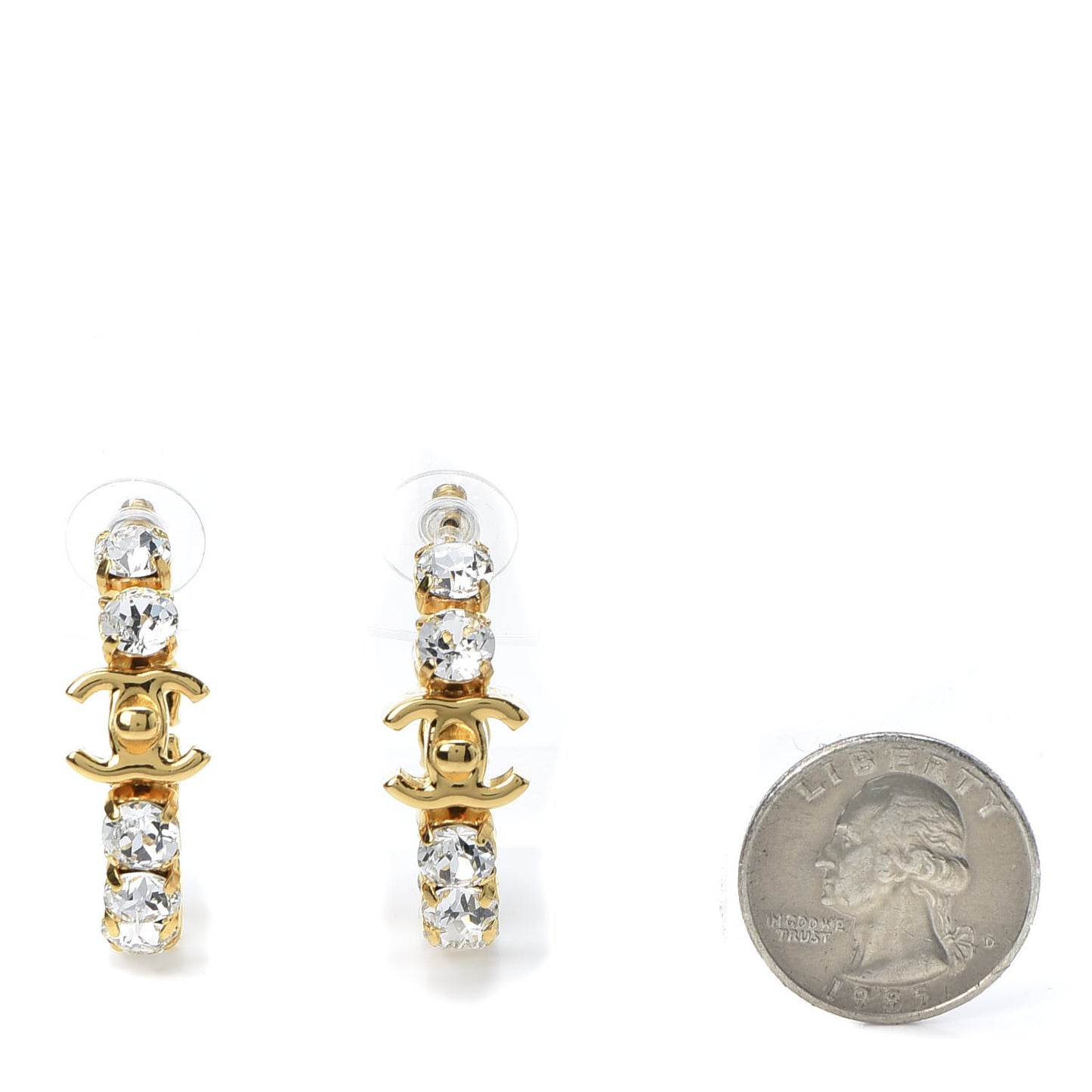 Crystal CC Turnlock Hoop Earrings Gold