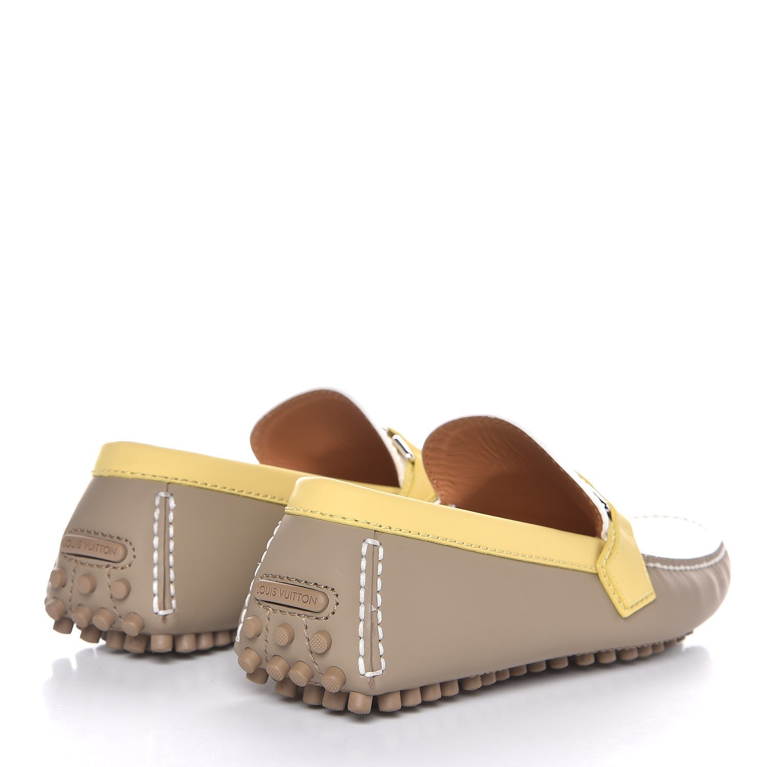 Louis Vuitton Rubber Mens Hockenheim Mocassins 6 Beige Yellow 4 of 9