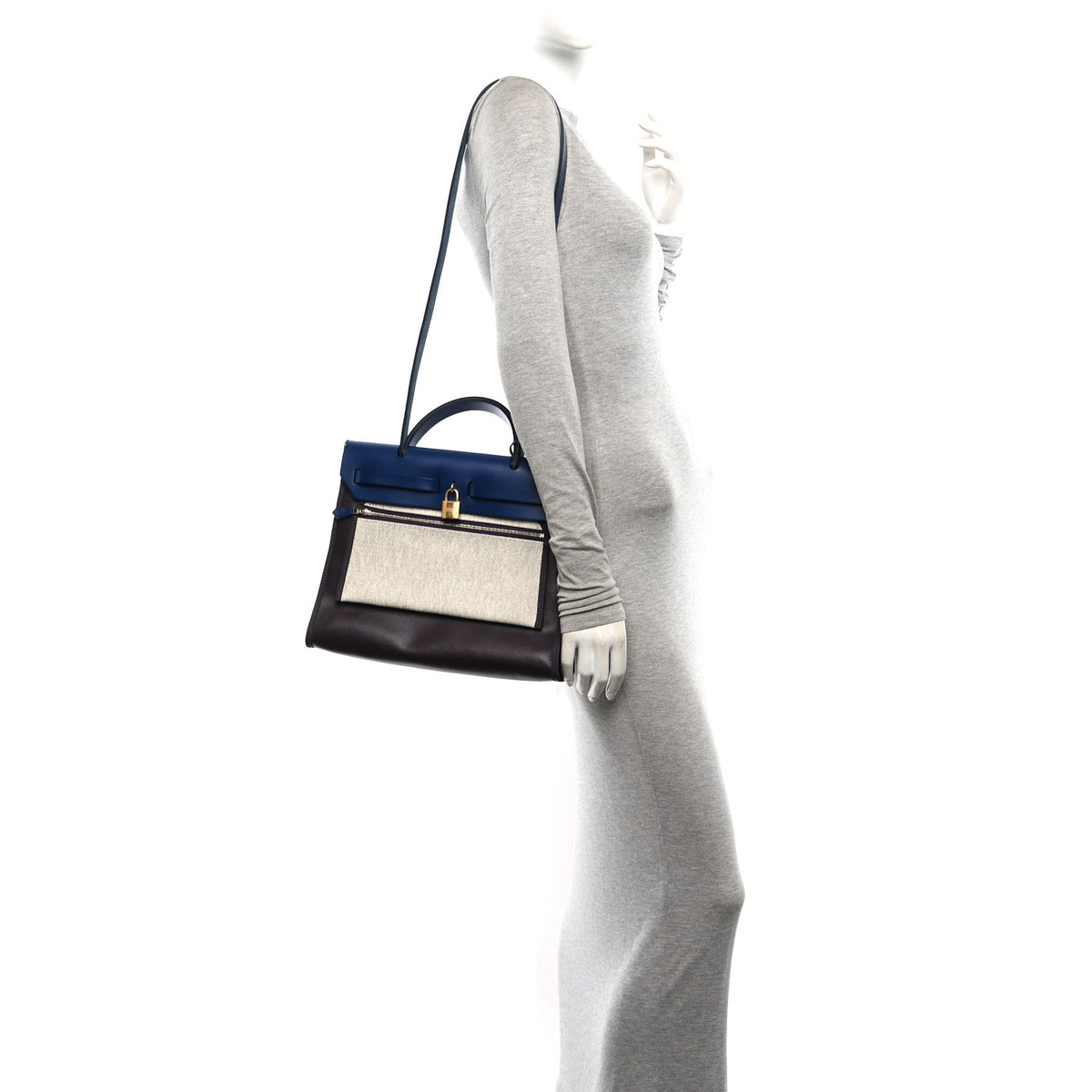 Toile H Berline Vache Hunter Herbag Zip PM 31 Cassis Ecru Black Bleu Saphir